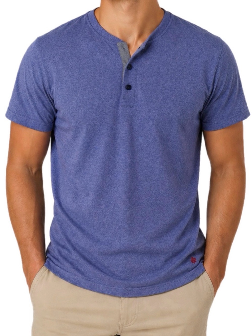 M Descendant of Thieves by Dres Ladro Men's Short Sleeve Henley Tee Heather Blue